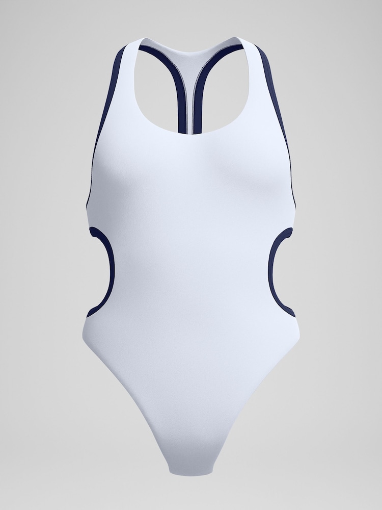 Speedo White Womens Solid Bound Cut Out Swimsuit - Image 6 of 6