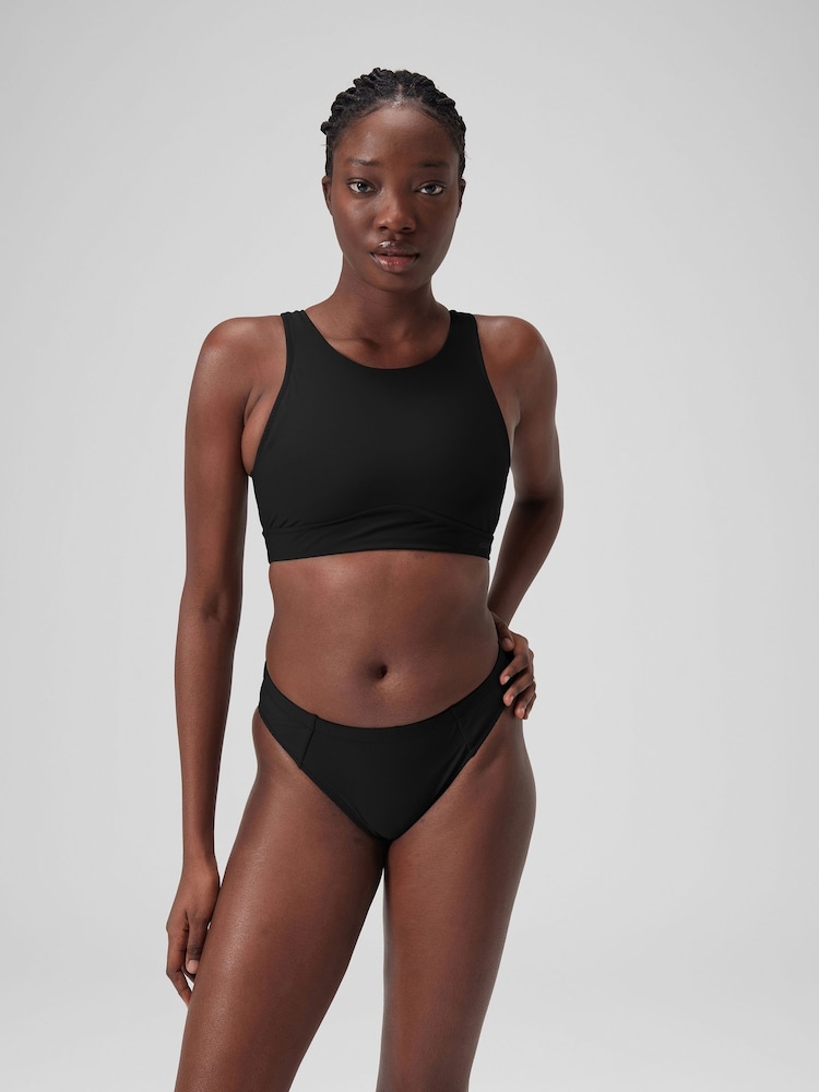 Speedo Black Womens Solid Bikini Top with Mesh - Image 1 of 6