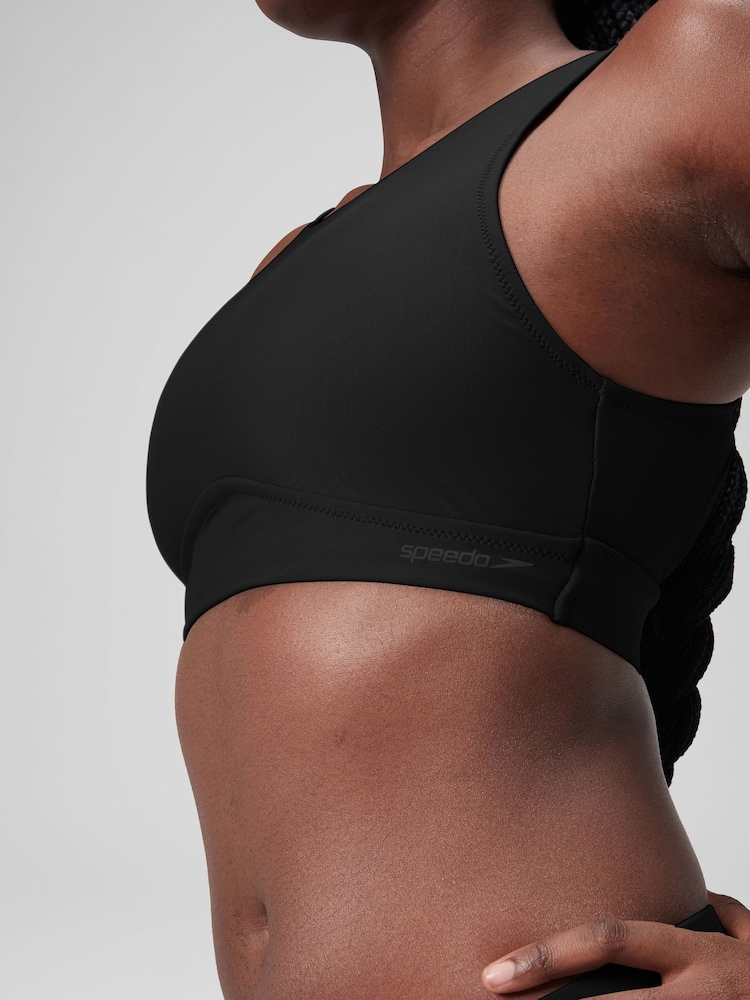 Speedo Black Womens Solid Bikini Top with Mesh - Image 2 of 6