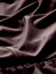 Chocolate Brown Velvet Square Neck Waisted Mini Dress - Image 2 of 3