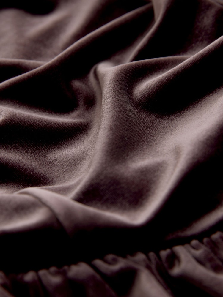 Chocolate Brown Velvet Square Neck Waisted Mini Dress - Image 2 of 3 Chocolate Brown Velvet Square Neck Waisted Mini Dress - Image 2 of 3