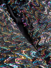 Black Tinsel Fabric Waisted Mini Dress - Image 3 of 3