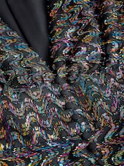 Black Tinsel Fabric Waisted Mini Dress - Image 7 of 8