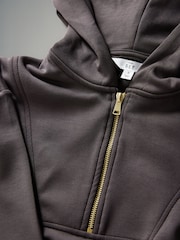 The Set Chocolate Brown Oversized Modal Zip Through Sweatshirt & Joggers Set - Image 10 of 11