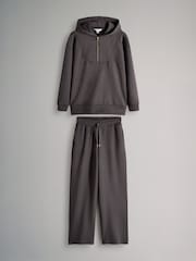 The Set Chocolate Brown Oversized Modal Zip Through Sweatshirt & Joggers Set - Image 2 of 11