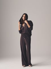 The Set Chocolate Brown Oversized Modal Zip Through Sweatshirt & Joggers Set - Image 6 of 11