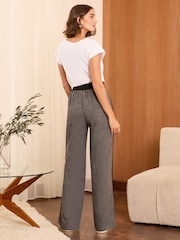 Love & Roses Grey Petite Textured Side Stripe Wide Leg Trousers - Image 4 of 4