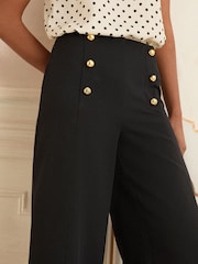 Love & Roses Black/Gold Button Crop Wide Leg Trousers - Image 4 of 4