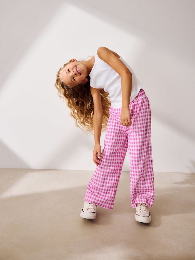 Pink Gingham Wide Leg Trousers (3-16yrs) - Image 2 of 7