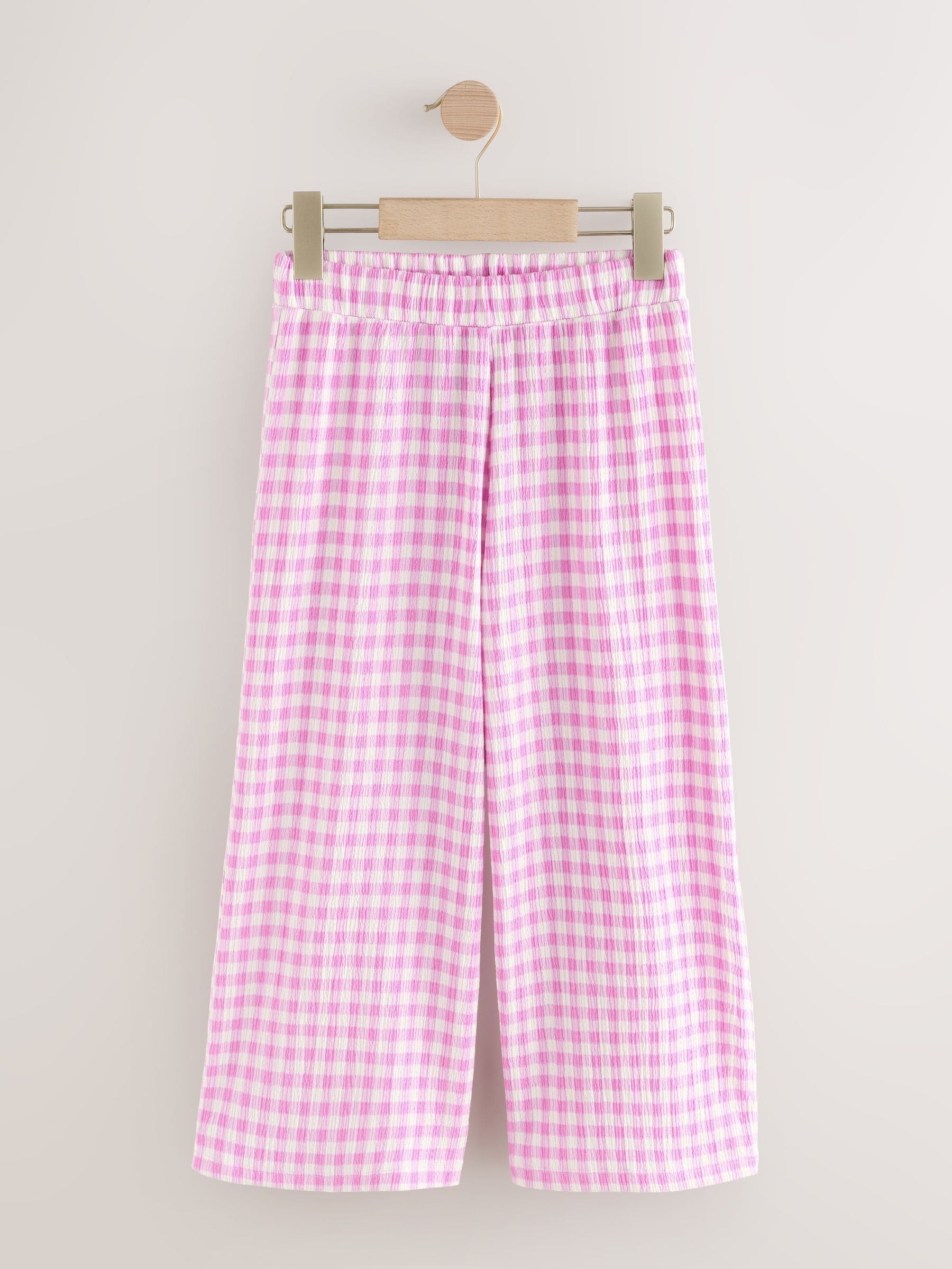 Buy Pink Gingham Wide Leg Trousers (3-16yrs) from Next USA