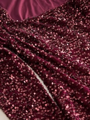 Burgunderrot - Square Neck Flippy Mini Sequin Dress - Bild 3 von 4