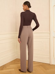 Love & Roses Mocha Wide Leg Trousers - Image 4 of 4