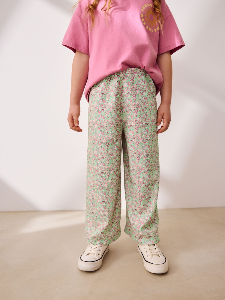 Green Floral Wide Leg Trousers (3-16yrs) - Image 1 of 6