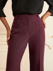 Love & Roses Wine Patch Pocket Kick Flare Trousers - Image 2 of 4