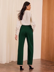 Love & Roses Forest Green Petite Straight Leg Trousers - Image 3 of 4