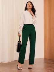 Waldgrün - Love & Roses – Hose mit geradem Bein - Bild 3 von 4