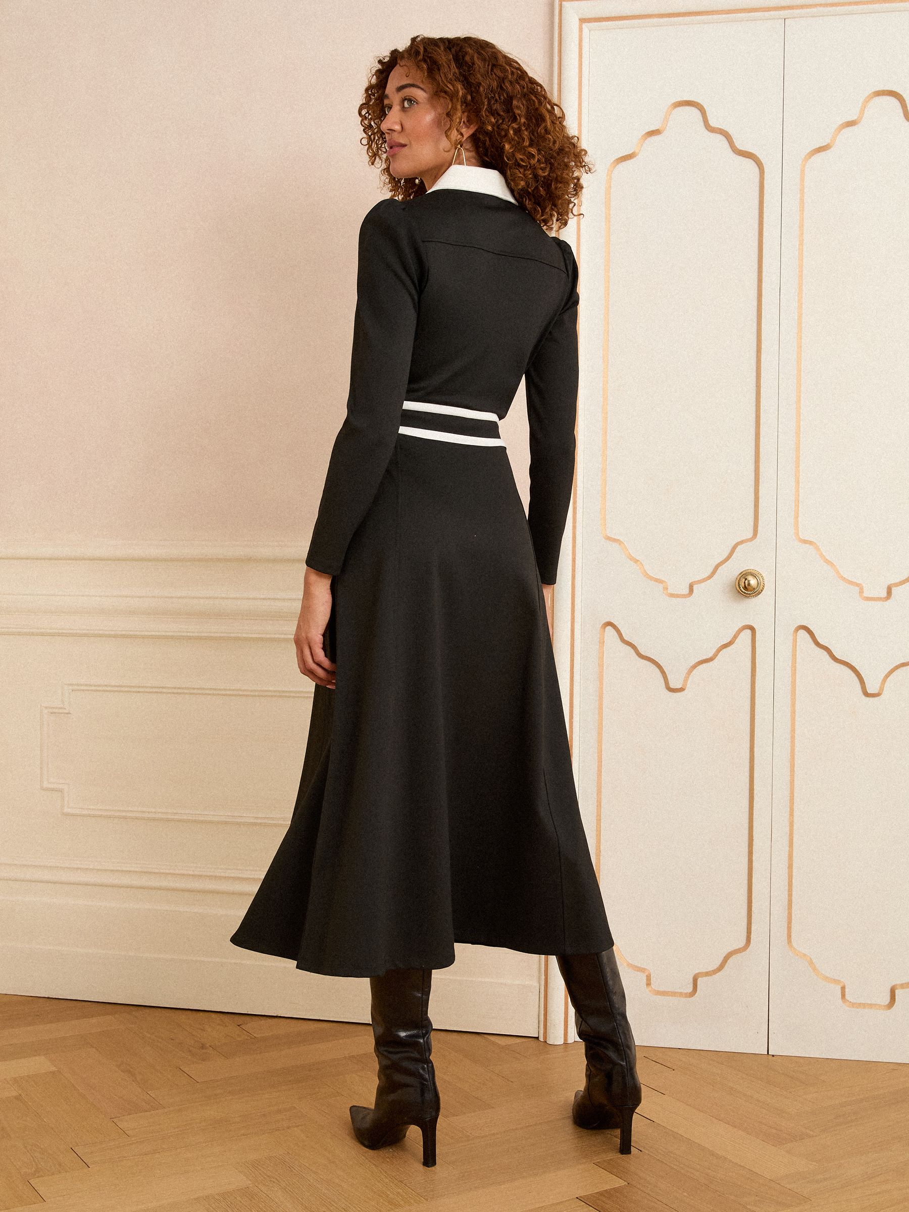 Buy Love & Roses Black Petite Ponte Contrast Trim Zip Front Long