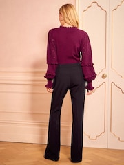 Love & Roses Black Patch Pocket Kick Flare Trousers - Image 4 of 4