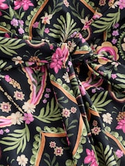 Black/Pink Paisley Shaping Tummy Control Skirted Swim Dress - Image 8 of 9