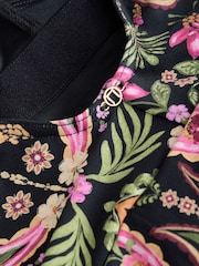 Black/Pink Paisley Shaping Tummy Control Skirted Swim Dress - Image 9 of 9