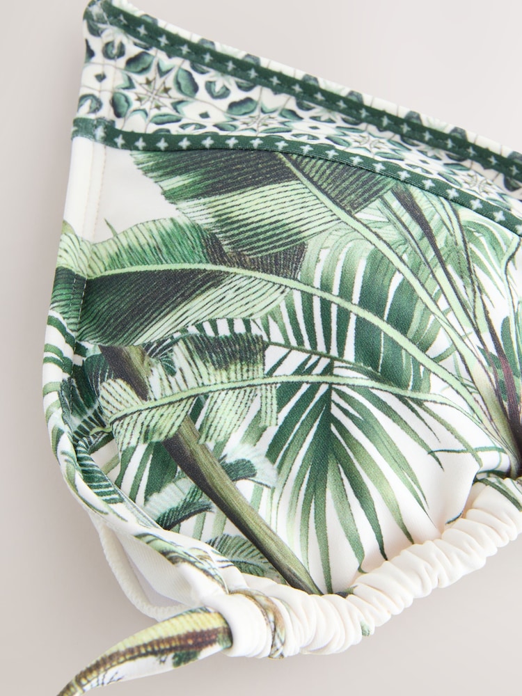 Cream Palm Print Triangle Bikini Top - Image 8 of 8