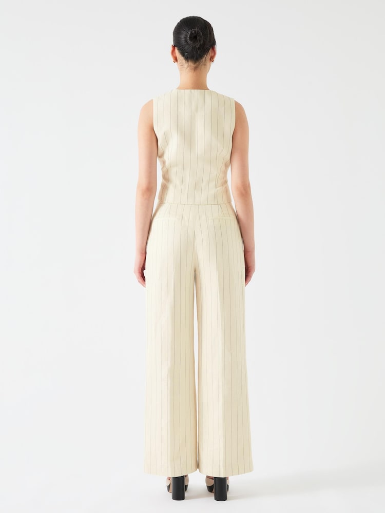 LK Bennett Cream Petite Petite Ami Linen Blend Pinstripe Waistcoat - Image 2 of 5