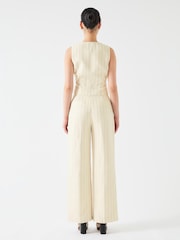 LK Bennett Cream Petite Petite Ami Linen Blend Pinstripe Waistcoat - Image 3 of 5