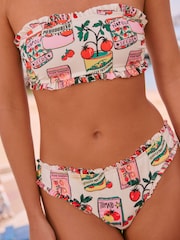 Cream/Red Pomodoro Tomato Print Frill Bandeau Bikini Top - Image 5 of 5