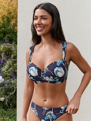 Kew Collection Navy Floral Wired Bandeau Bikini Top - Image 3 of 8