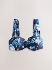 Kew Collection Navy Floral Wired Bandeau Bikini Top - Image 6 of 8