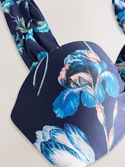 Kew Collection Navy Floral Wired Bandeau Bikini Top - Image 7 of 8