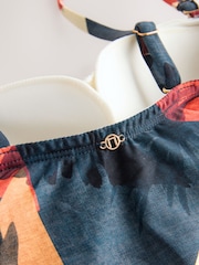 Navy/Orange Palm Shaping Tummy Control Bandeau Swimsuit - Image 10 of 10