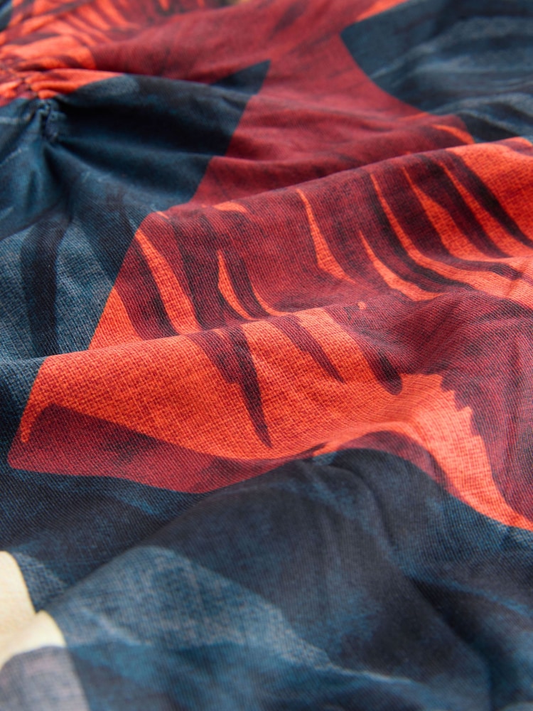 Navy/Orange Palm Shaping Tummy Control Bandeau Swimsuit - Image 2 of 4