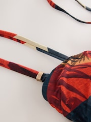 Navy/Orange Palm Shaping Tummy Control Bandeau Swimsuit - Image 3 of 4