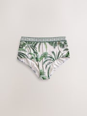 Ecru/Green Palm High Waist Print Bikini Bottoms - Image 5 of 7