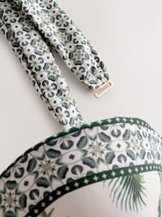 Ecru/Green Palm Wired Bandeau Bikini Top - Image 8 of 8