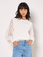 Apricot White Check Organza Sleeved Jumper - Image 2 of 4