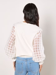 Apricot White Check Organza Sleeved Jumper - Image 4 of 4