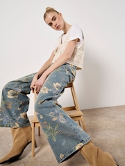 Apricot Blue Five Pockets Printed Ankle Length Jeans - Image 2 of 6