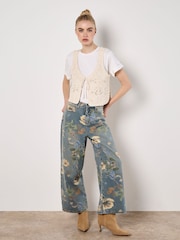 Apricot Blue Five Pockets Printed Ankle Length Jeans - Image 5 of 6
