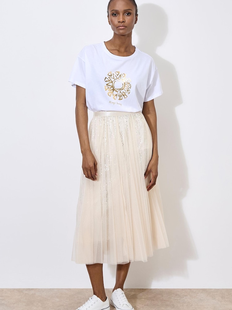 Apricot Natural Tulle Sequin Layer Skirt - Image 1 of 4