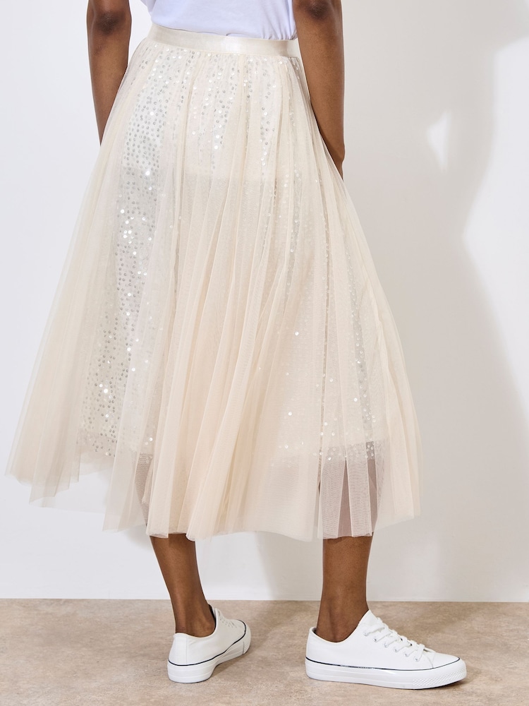 Apricot Natural Tulle Sequin Layer Skirt - Image 2 of 4