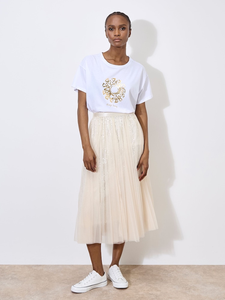 Apricot Natural Tulle Sequin Layer Skirt - Image 4 of 4