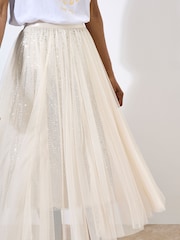 Apricot Natural Tulle Sequin Layer Skirt - Image 4 of 4