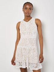 Apricot White High Neck Lace Skater Dress - Image 4 of 4