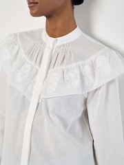 Apricot White Embroidered Bib Shirt - Image 4 of 5