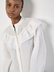 Apricot White Embroidered Bib Shirt - Image 5 of 5