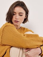 Apricot Yellow Mixed Stitch Pocket Jumper - Image 1 of 5