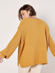 Apricot Yellow Mixed Stitch Pocket Jumper - Image 2 of 5