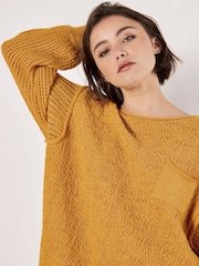 Apricot Yellow Mixed Stitch Pocket Jumper - Image 3 of 5